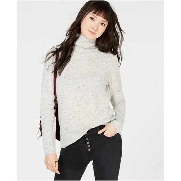 Charter Club luxury cashmere M grey pebbled turtleneck sweater - Picture 1 of 12
